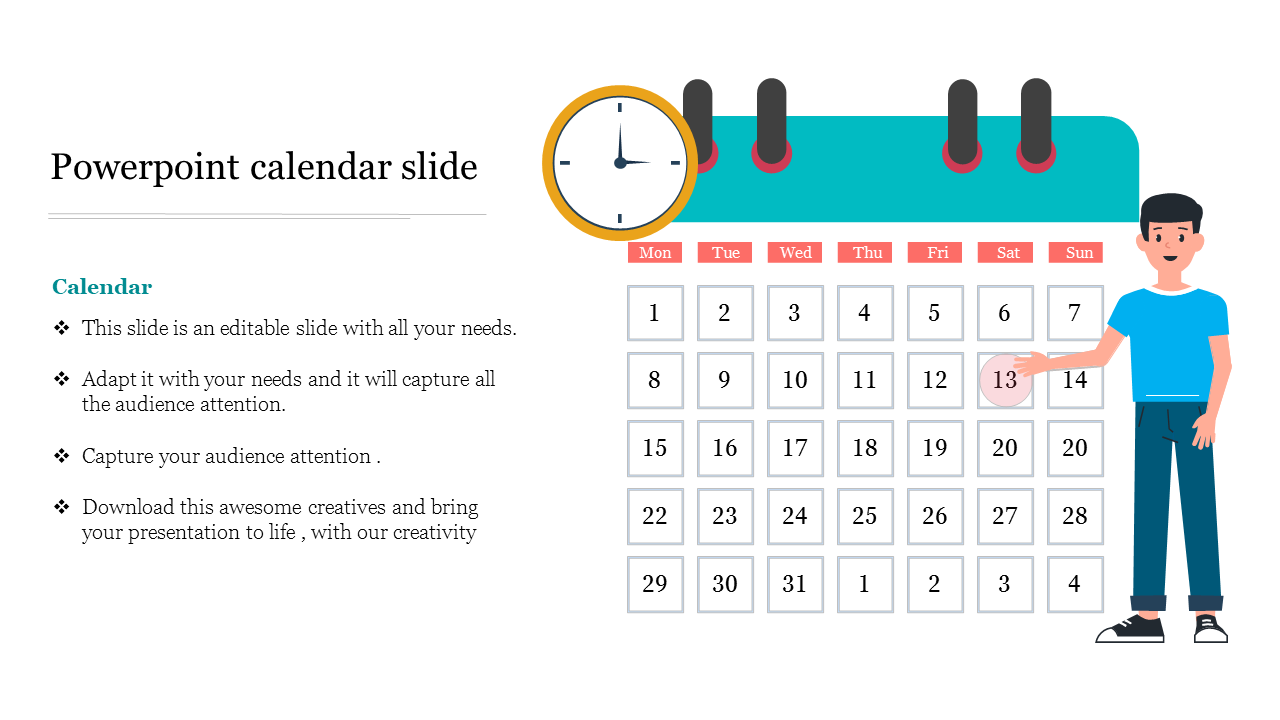 Amazing PowerPoint Calendar Slide Template Presentation